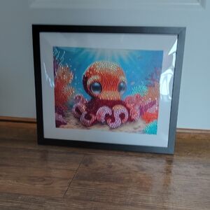 Brand New Vibrant Octopus Diamond Painting Framed In 8X10
